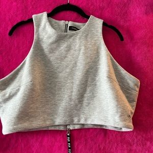 NY&C Gabrielle Union zipper back gray workout crop top Large